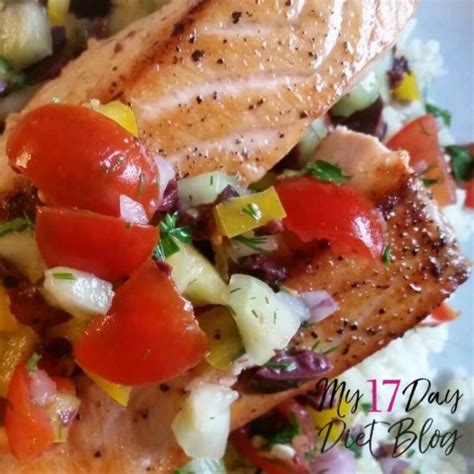 Pan Seared Salmon With Mediterranean Salsa Fresca My 17 Day Diet Blog