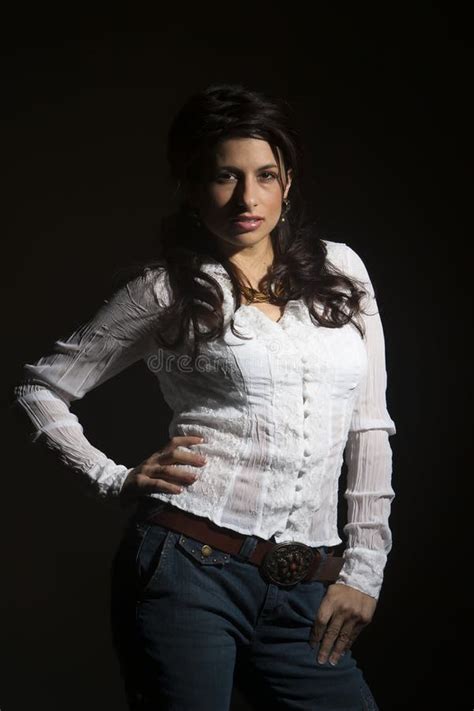 Gorgeous Brunette Ethnic Model Poses In A Studio Environment Stock
