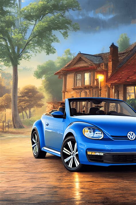 2019 Blue VW Beetle Convertible · Creative Fabrica