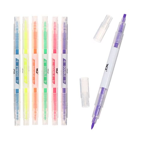 Набор маркеров текстовыделителей 6 цветов, двусторонний, для выделения ...