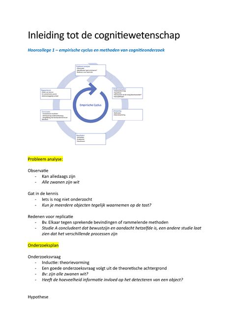 Hoorcolleges Goede ICW Inleiding Tot De Cognitiewetenschap