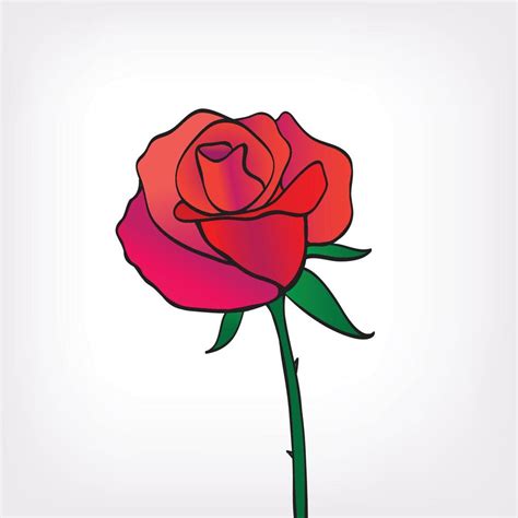Vector Red Rose Icon Isolated Hand Drawn Flower 14896116 Vector Art At