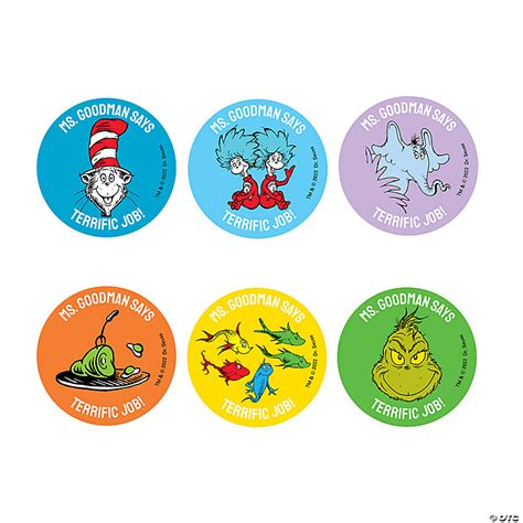 Bulk 144 Pc Personalized Dr Seuss Character Stickers Oriental Trading