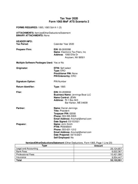 Fillable Online Tax Year Form Mef Ats Scenario Fax Email