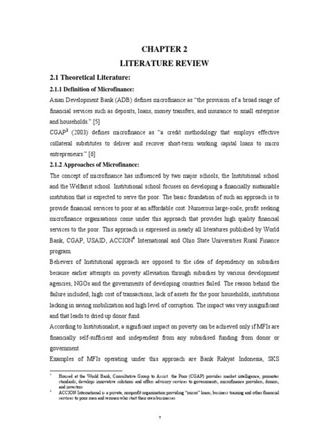 literature review microfinance revenue