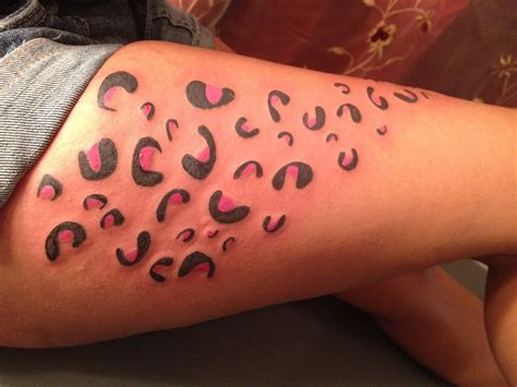 Cheetah Print Tattoos On Thigh