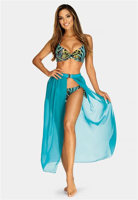 Kostium K Pielowy G Ra Od Bikini Wi Zana Na Szyi W Tropikalne Li Cie Push Up Fg Sklep Feba