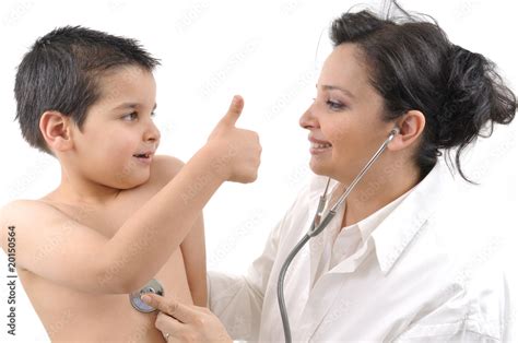 Naked Kid Giving Medical Doctor Ok Sign Stock Photo Adobe Stock