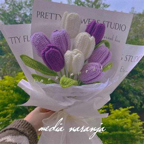 IG Panpanpolly Purple Tulips Tulips Flowers Crochet Bouquet Crochet