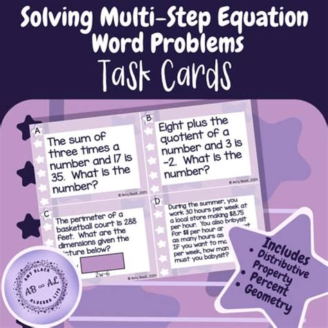 Multi Step Algebra Word Problems