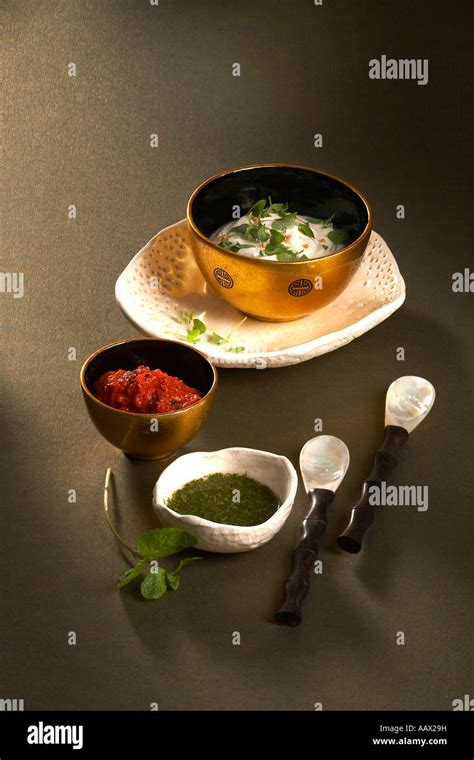 Various Sauces to Meat Fondue Stock Photo - Alamy