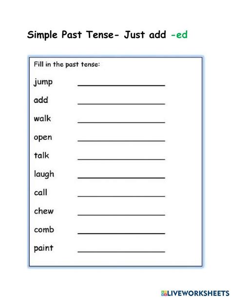 Simple Past Tense Worksheet Worksheets Library