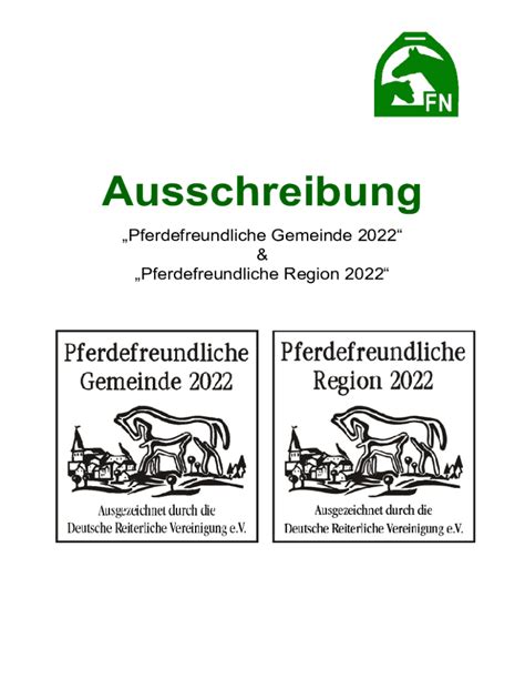 Ausf Llbar Online Auszeichnung Als Pferdefreundliche Gemeinde Fax Email