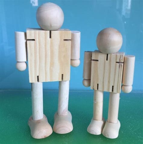 Posable Wooden Robots 1 X 17cms Timber Robot And 1 X 14cms Etsy