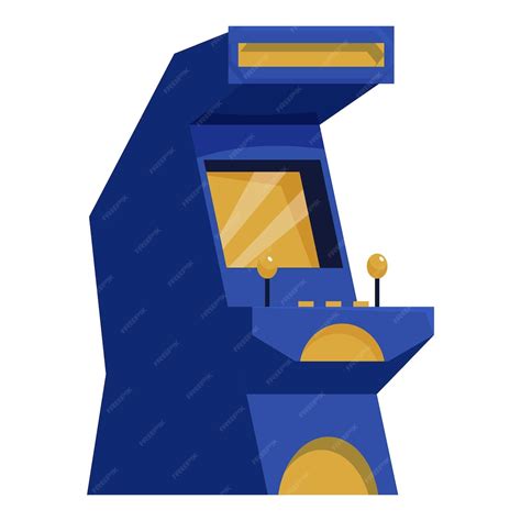 Premium Vector Blue Arcade Game Machine Standing With Yellow Buttons