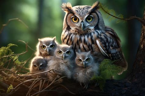 Sonhar Com Coruja Filhote - Uma coruja e seus filhotes na natureza | Foto Premium