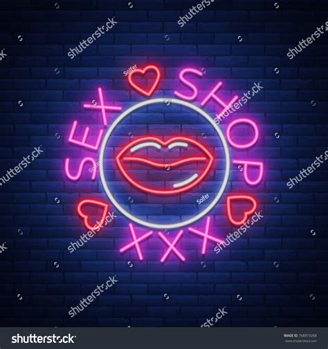 Sex Shop Logo Emblem Neon Style Stock Vector Royalty Free Shutterstock