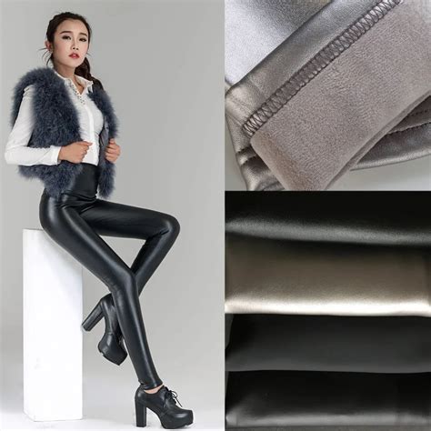 Autumn Winter Fashion Women Slim Faux Leather Pants Elastic High Waist