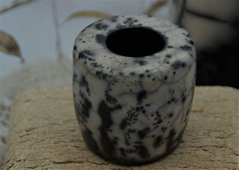 Naked Raku Ceramics Black White Raku Vase Small Ceramic Etsy