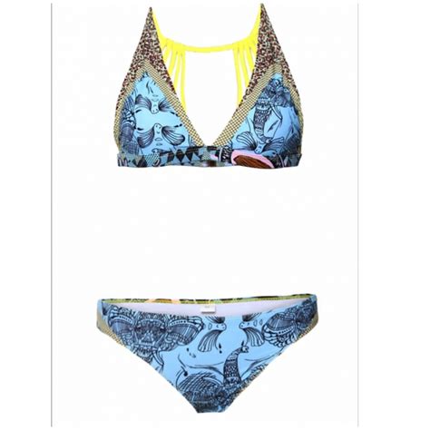 Blue Summer Printed Strappy Back Bikini Swimsuit Emfed