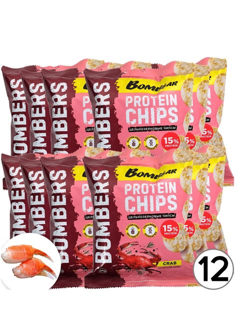 Чипсы Bombbar Protein Chips 12 x 50 г, Краб - купить с доставкой по ...