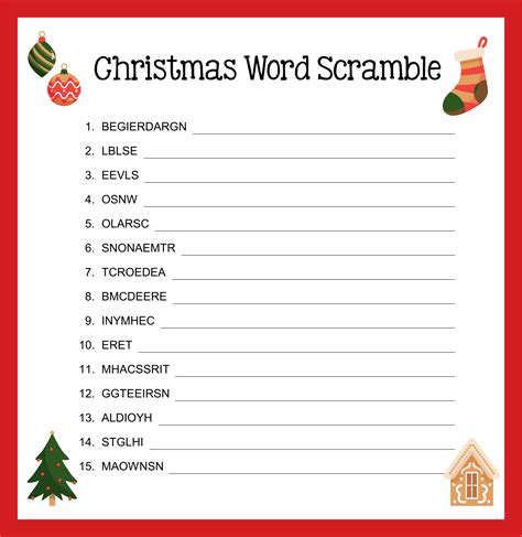 10 best christmas word scramble printable – Artofit