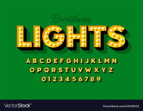 Broadway Lights Retro Style Light Bulb Font Vector Image