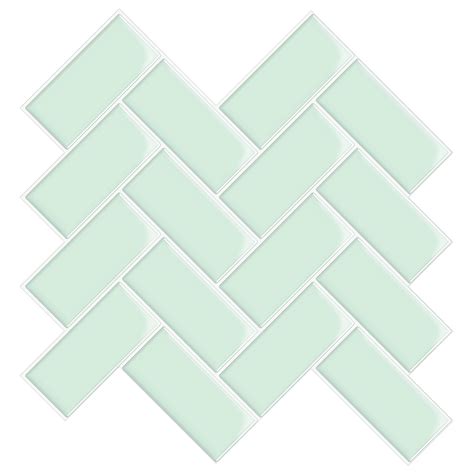 Aquagreen Herringbone Peel And Stick Tile Backsplash Thicker Design Commomy