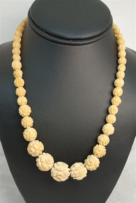 1940s Vintage Carved Bone Gem