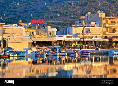 Elounda Harbour Elounda Crete Greek Islands Greece Europe Stock