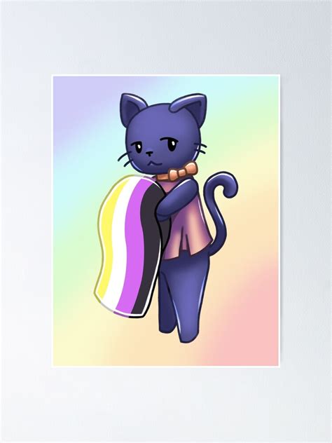 Pride Cat Non Binary Pride Flag Poster For Sale By Akiesa Redbubble