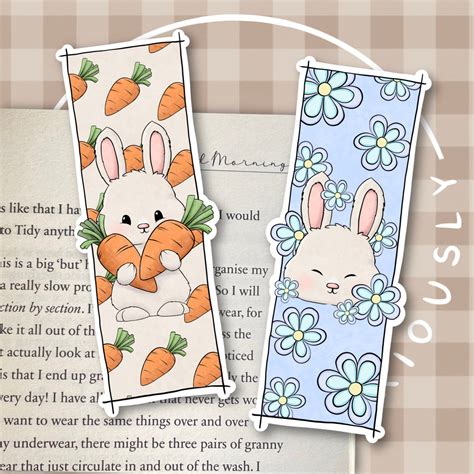 Bunny Rabbit Carrot Bookmarks | Illustrated bookmarks | Bookmarks