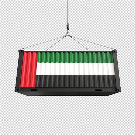 Premium PSD Shipping Container With United Arab Emirates Flag On