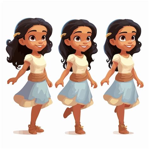 Garota Latina Em Estilo Simples Vetor Premium