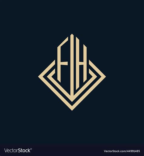 Initials Fh Logo Rhombus Lines Shape Style Luxury Vector Image