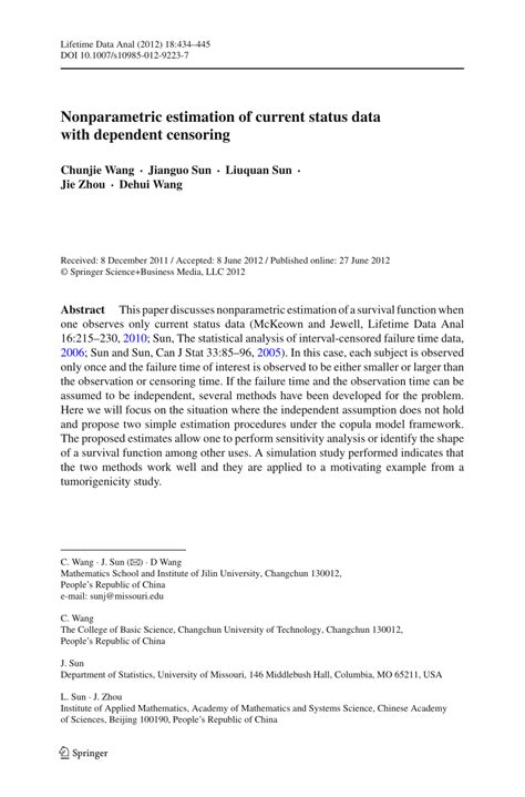 Pdf Nonparametric Estimation Of Current Status Data With Dependent