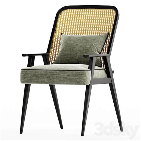 3ds Max Files Upholstered Cane Back Armchair 3ds Max Model