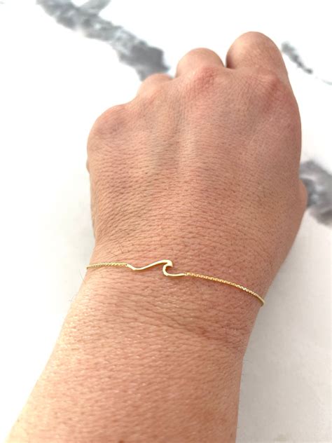 Gold Wave Bracelet 14k Gold Wave Bracelet Layering Wave Bracelet Etsy