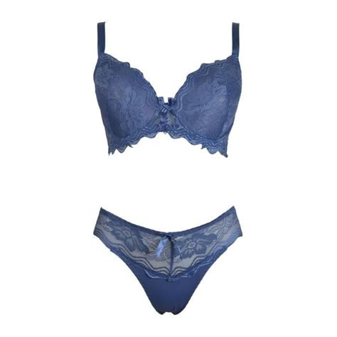 Ensemble 105D Dentelle Bleu Soutien Gorge Et Culotte Lingerie Grande Taille Bleu Cdiscount