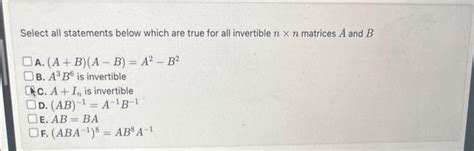 Solved Select All Statements Below Which Are True For All