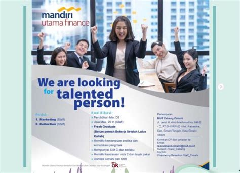 INFORMASI LOKER PT Mandiri Utama Finance Career Development Center Unikom