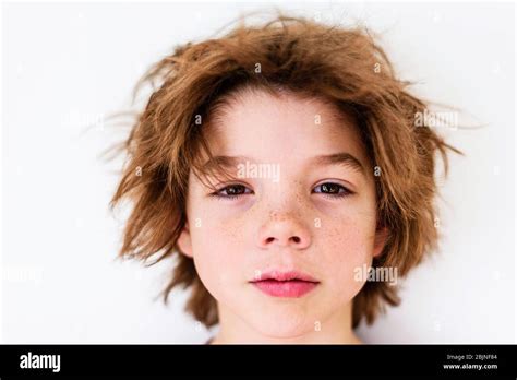 portrait   boy  messy hair stock photo alamy