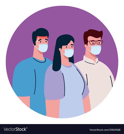 People Wearing Protective Medical Mask Against Vector Image