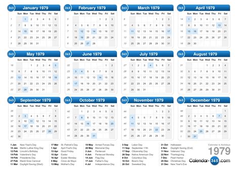 1979 Calendar