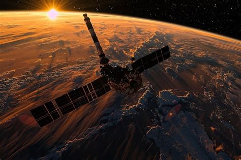 Foto De Um Satélite - Generative ai sobre o tema de um belo satélite no céu meteoritos ...