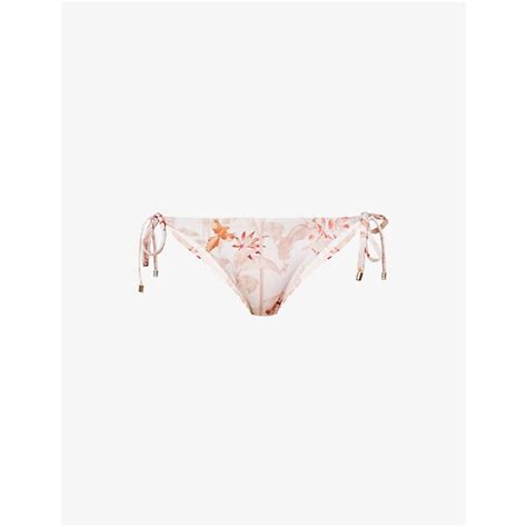 Ted Baker London Womens Floral Print Mid Rise Bikini Bottoms Editorialist