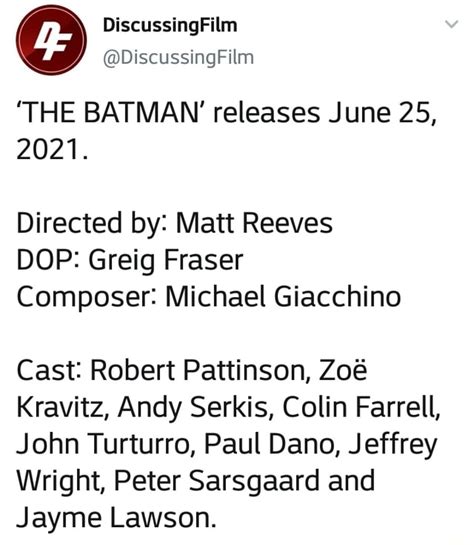 The Batman Releases June Directed By Matt Reeves Dop