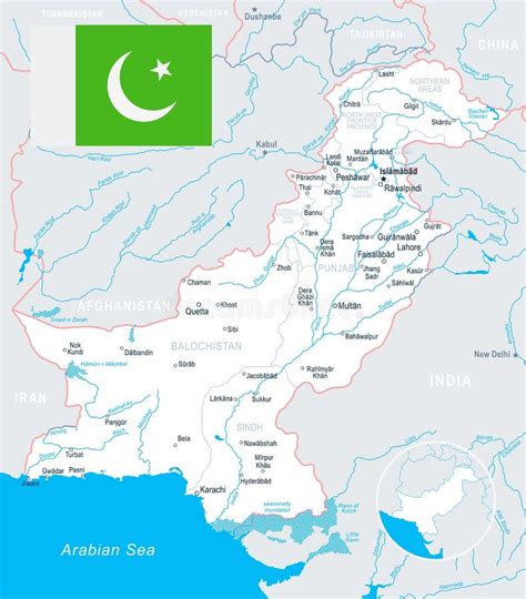 Pakistan Karten Und Flaggenillustration Stock Abbildung