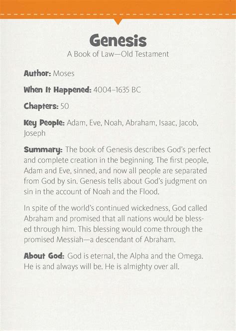 Books of the Bible Cards | Genesis bible study, Bible study verses
