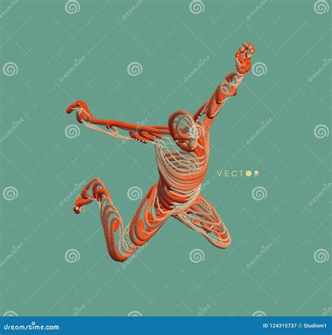 Jumping Man Freedom Concept 3d Vector Illustration Stock Vector